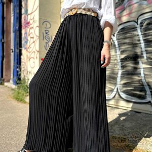 Pantalon large SILIE plissé - Noir