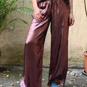 Pantalon Madison métallisé - prune
