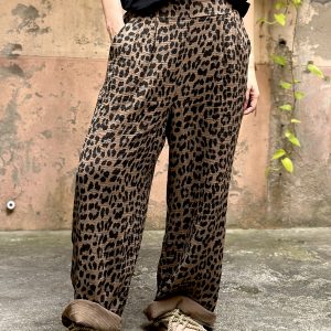 pantalon gaze de coton leopard caramel