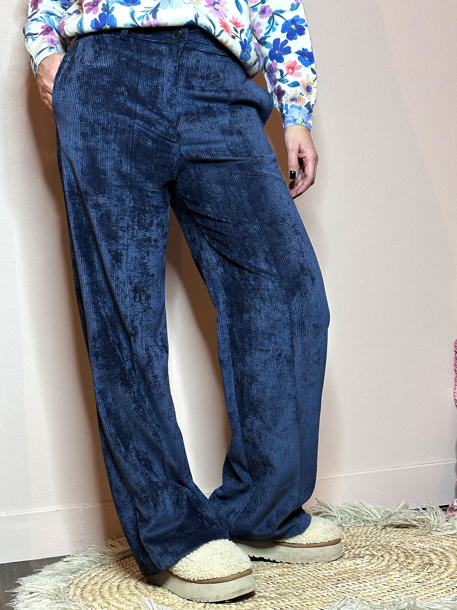 pantalon velours bleu 5