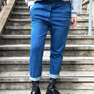 jeans brut taille élastique