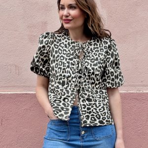 blouse lacet leopard